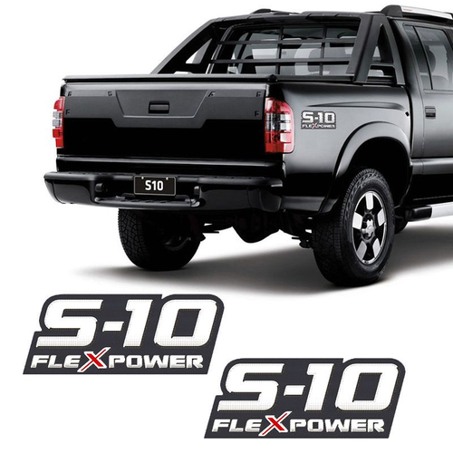 Par De Adesivos S10 Flex Power 09 à 2011 Emblema Vermelho em Promoção