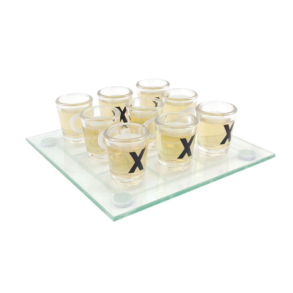 Jogo Da Velha Drink Tabuleiro De Vidro 13x13cm 9 Copos Shot 10ML De