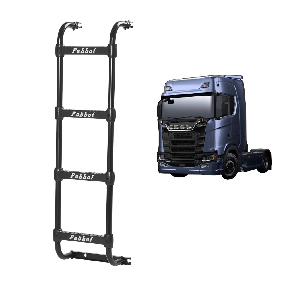 Estribo Traseiro P Scania Rh Highline Ntg Degraus Preto No Shoptime