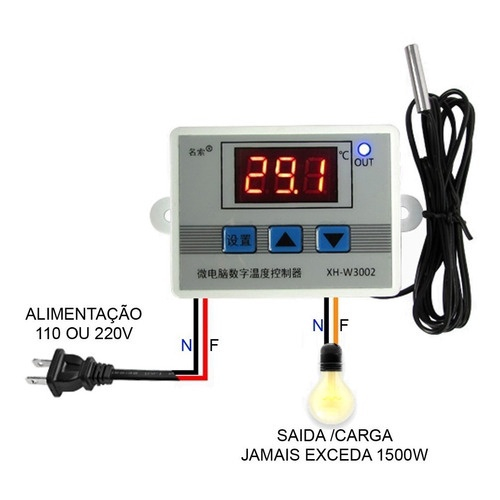 Termostato Digital W3002 110v 220v Chocadeira Estufa Submarino