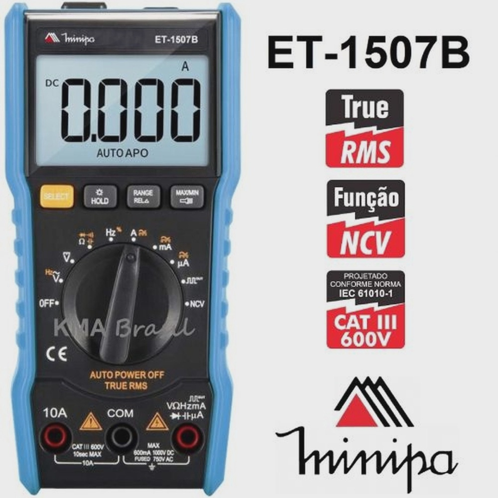 Multímetro Digital Profissional Autorange True Rms Minipa Et 1507b