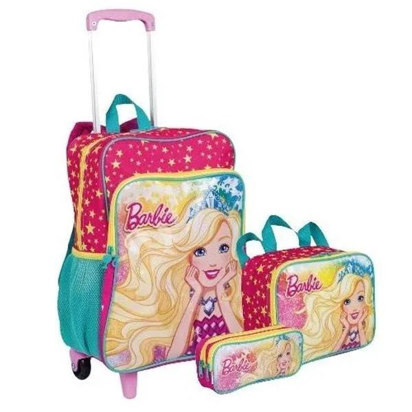 Kit Mochila Infantil Escolar Barbie Princesa Rodinhas Tam G Submarino