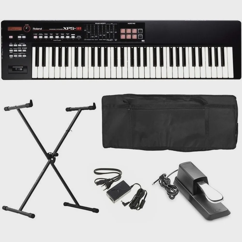 Kit Teclado Roland Xps10 Sintetizador Capa Suporte Pedal Fonte