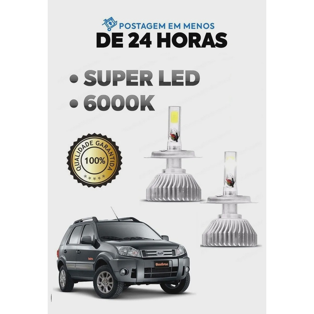 Par Lampada Super Led Farol De Milha Ecosport