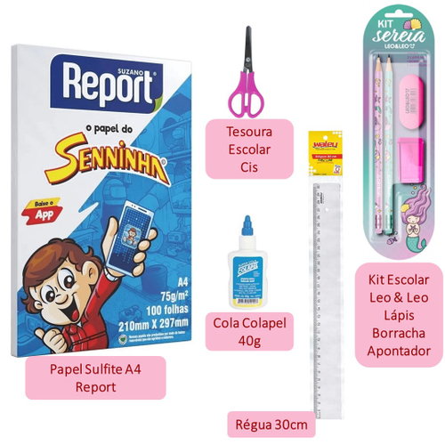 Kit Material Escolar Econômico Volta As Aulas Infantil 66pcs Ensino