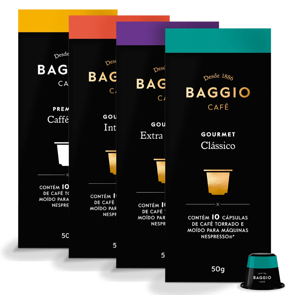 Kit 50 Cápsulas de Café Baggio em 5 Sabores Compatíveis Nespresso