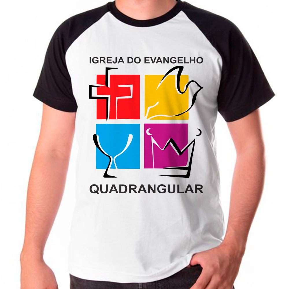 Camiseta Raglan Branca Masculina Estampada Igreja Evangelho