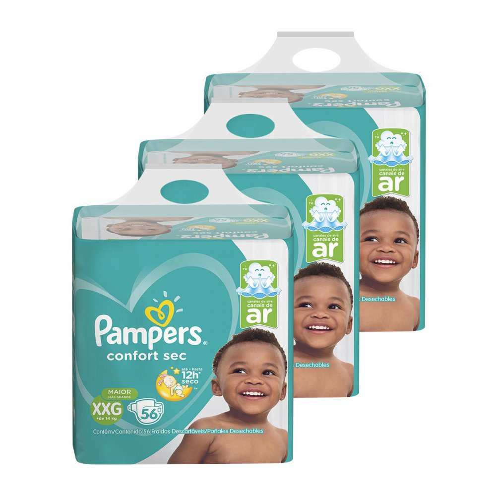 Kit De Fraldas Pampers Xxg Confort Sec Super Unidades Em Promo O