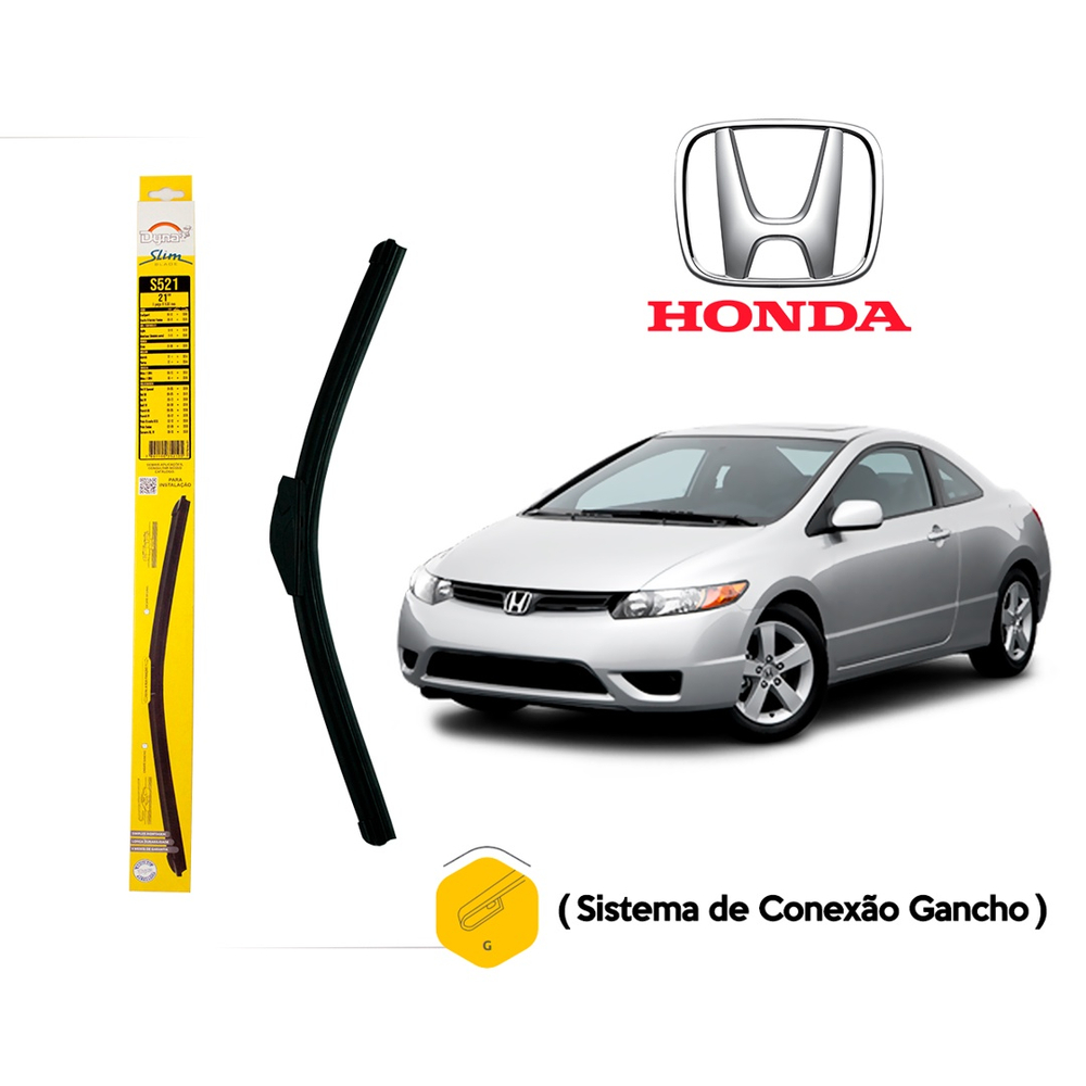 Palheta Dianteira Limpador Parabrisa Slim Blade Honda Civic 2001 2006