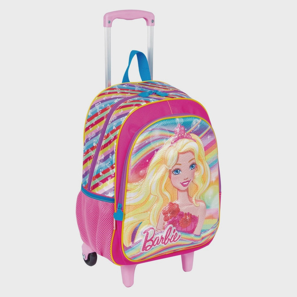 Mochila De Rodinhas Barbie 19X 3D Alto Relevo Original Rosa No Shoptime