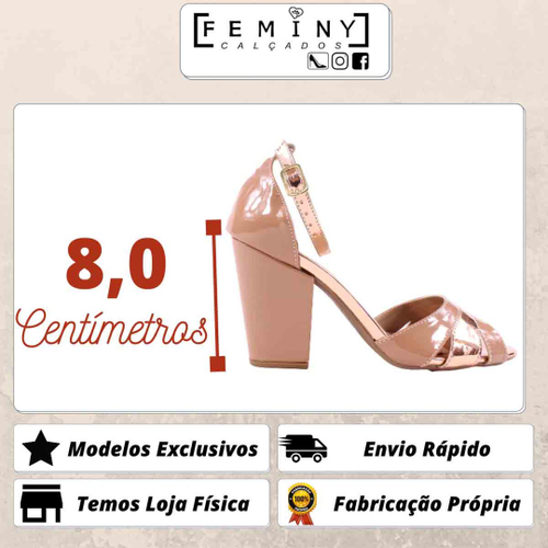 Sapato Feminino Feminy Sandália Peep Toe Salto Alto Grosso Nude Cobre