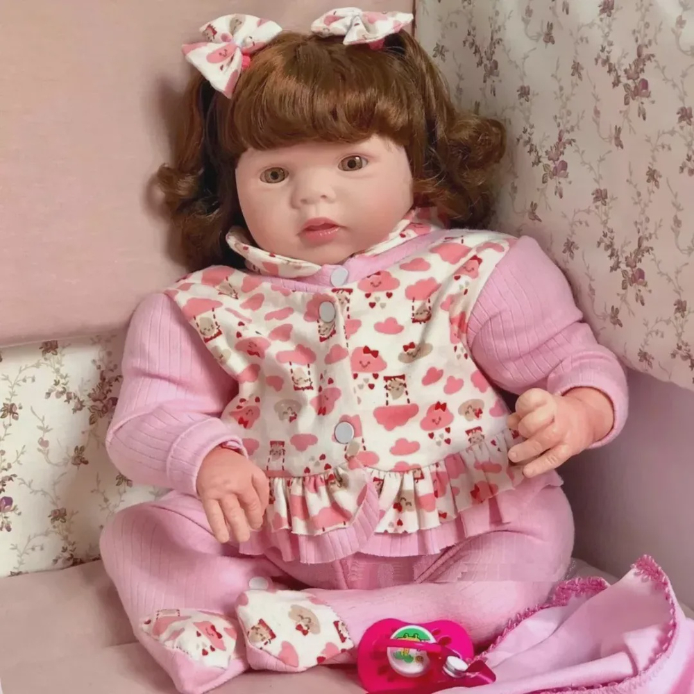 Boneca Bebê Reborn Ruiva Chupeta Magnética Coleção Doll Realist