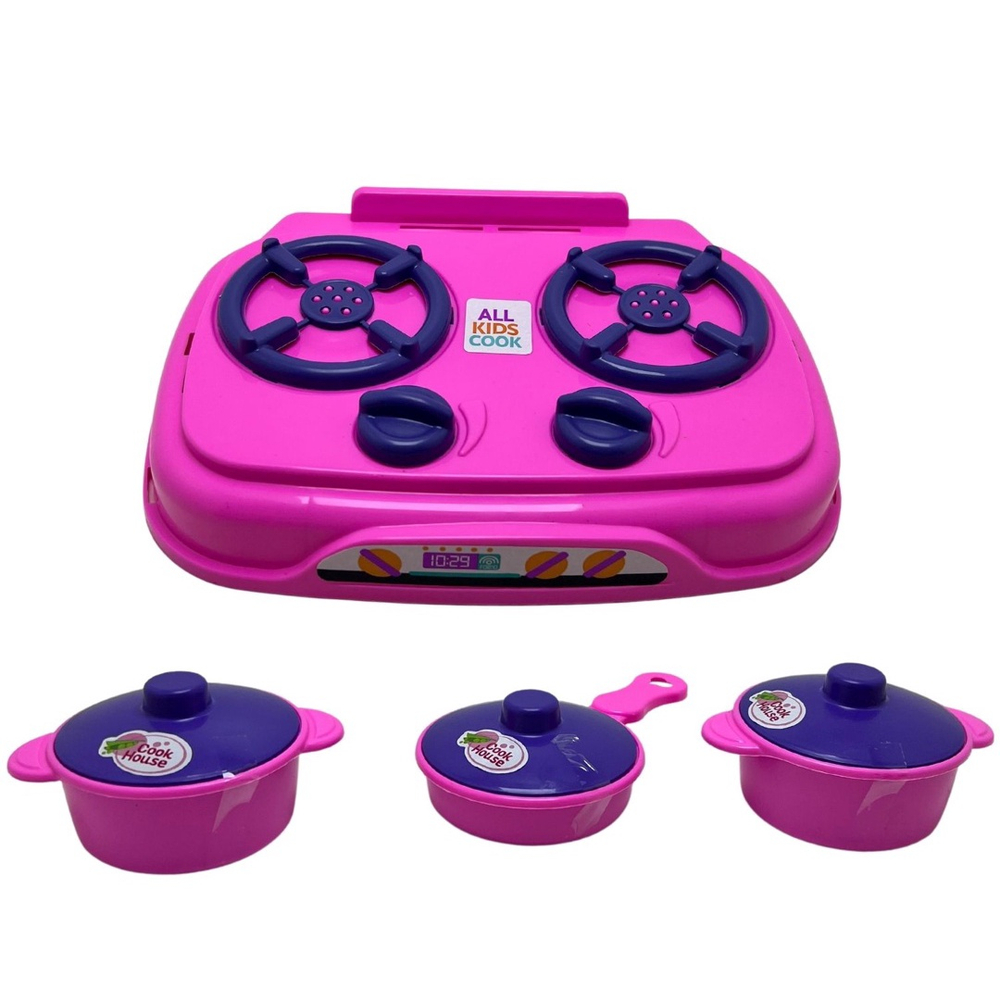 Kit Cozinha Brinquedo Meninas Rosa Fogãozinho e Panelinhas Acessórios