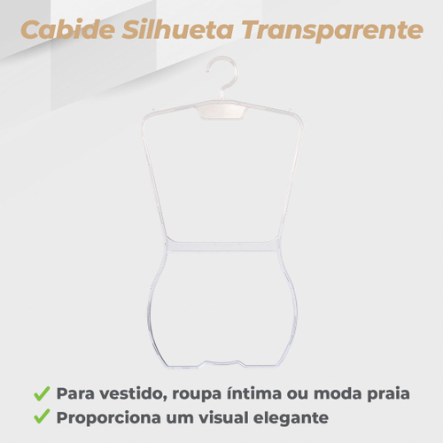 Kit Cabide Silhueta Adulto Transparente 5 Unidades em Promoção na