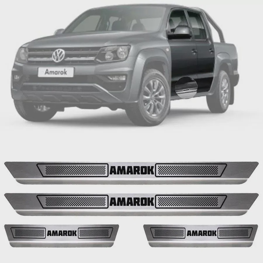 Soleira de Aço Inox Escovado Volkswagen Amarok 4 Portas 2011 12 13 14