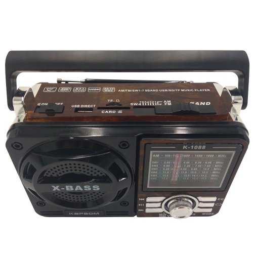 Radinho Retrô X Bass Recarregável K 1088 fm am sw USB Kapbom em