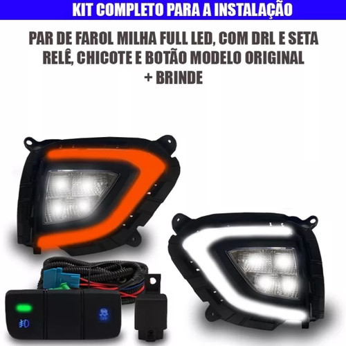 Kit Farol Neblina Milha Creta Pcd Full Led E Luz Diurna