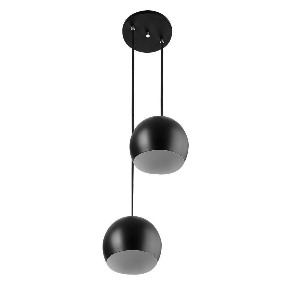 Lustre Pendente Aluminio Bola Duplo Cm Preto Branco No Shoptime