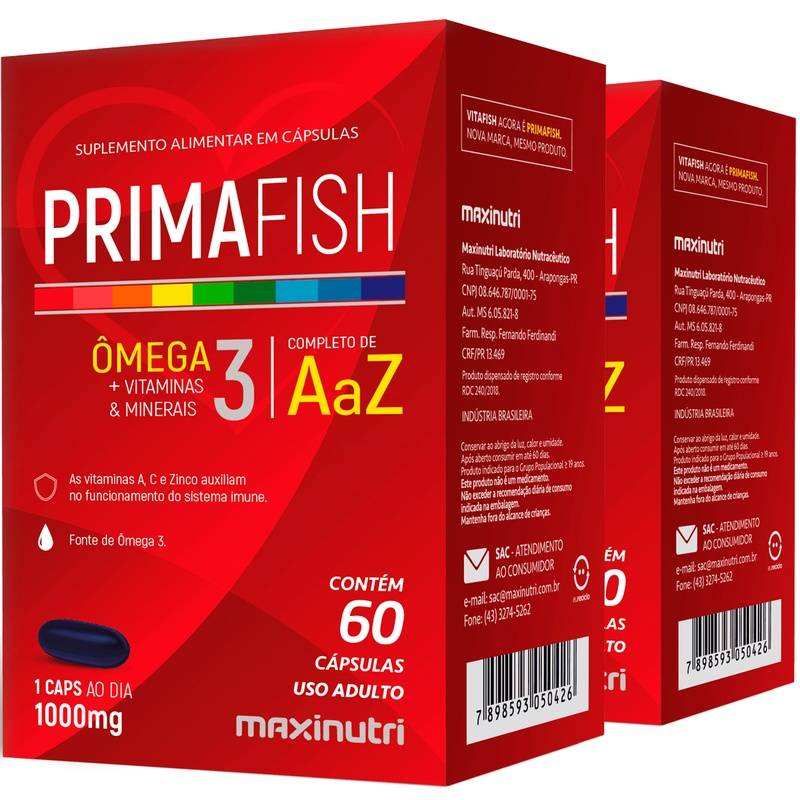 Kit Primafish Mega Vitaminas E Minerais C Psulas Mg