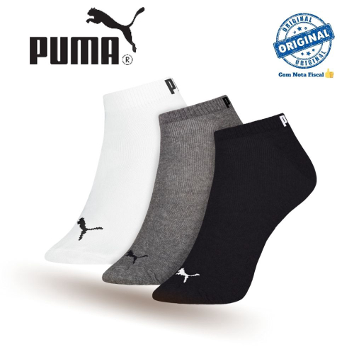 Kit 3 Pares Meia Puma Cano Curto Esportiva Masculina Algodão no Shoptime