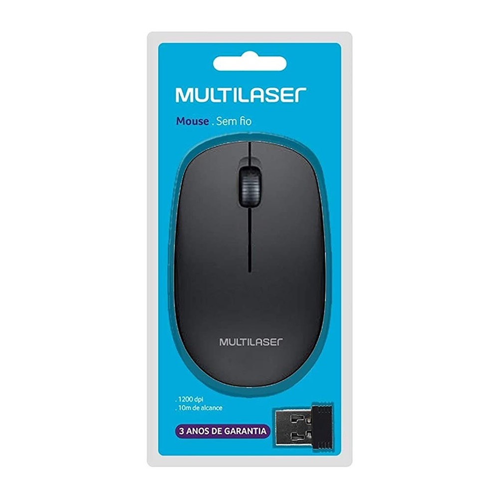 Mouse sem fio Multilaser 2 4 ghz 1200 dpi usb Preto em Promoção