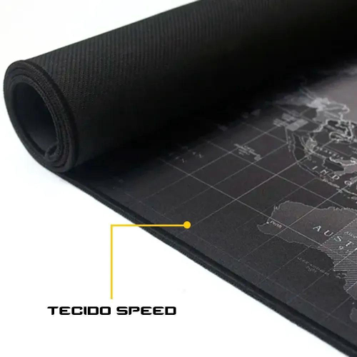 Mouse Pad Gamer Speed Extra Grande 70X30 Mapa Mundi Preto em Promoção