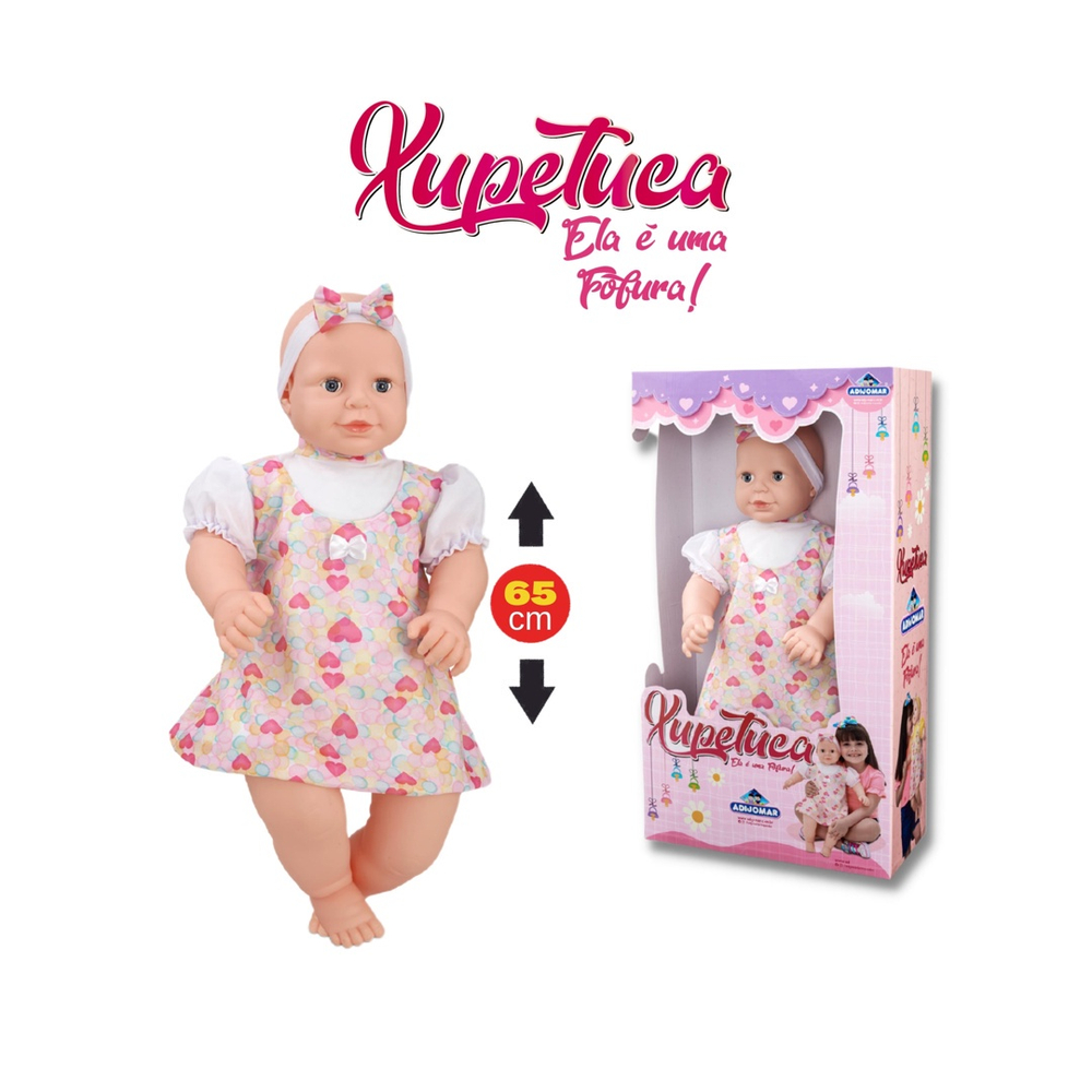 Boneca Bebezão Grande 65cm Olhos Móveis Xupetuca Menina Adijomar