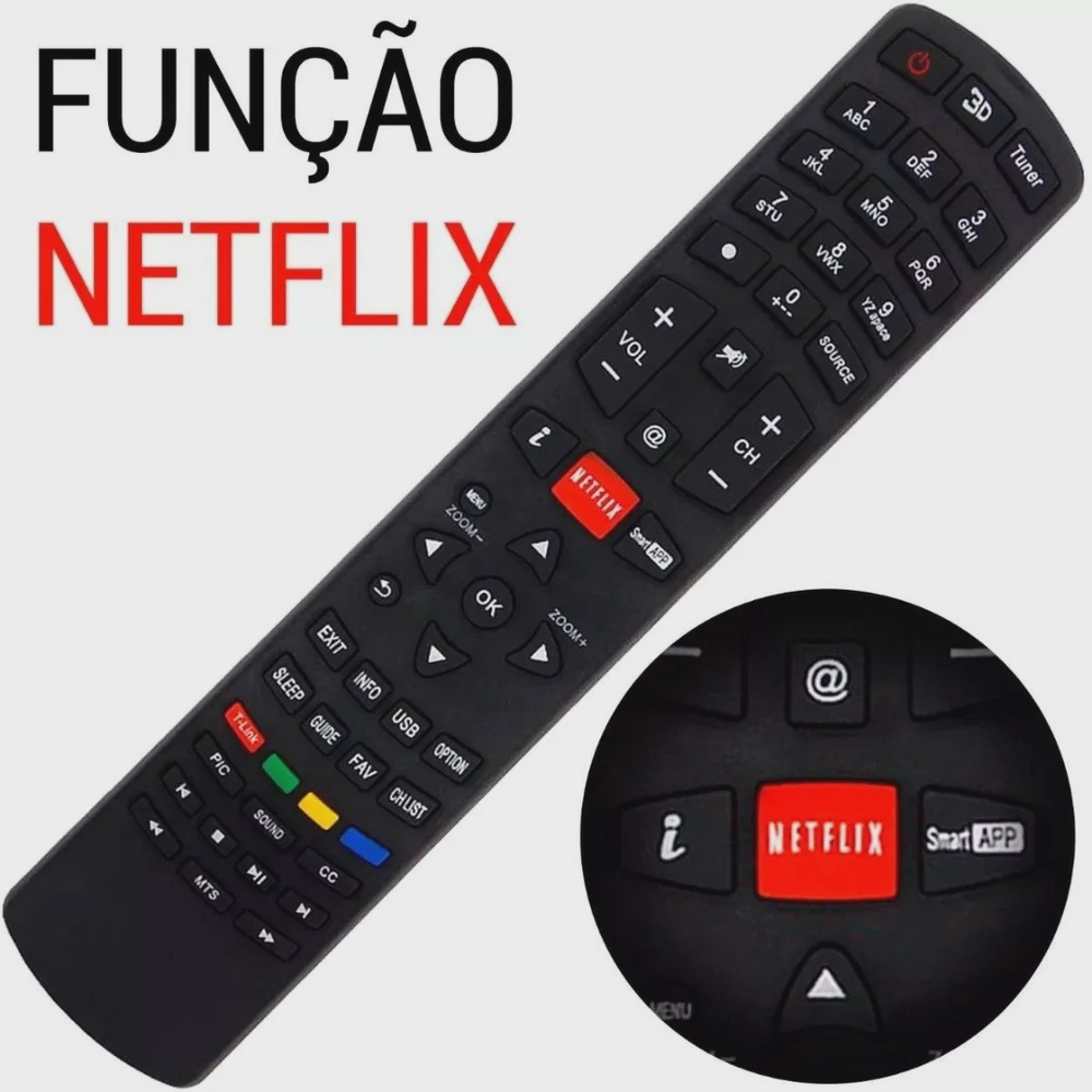 Controle Philco Remoto Smart Tv Led Lcd 3d Rc3100l03 Função Netflix