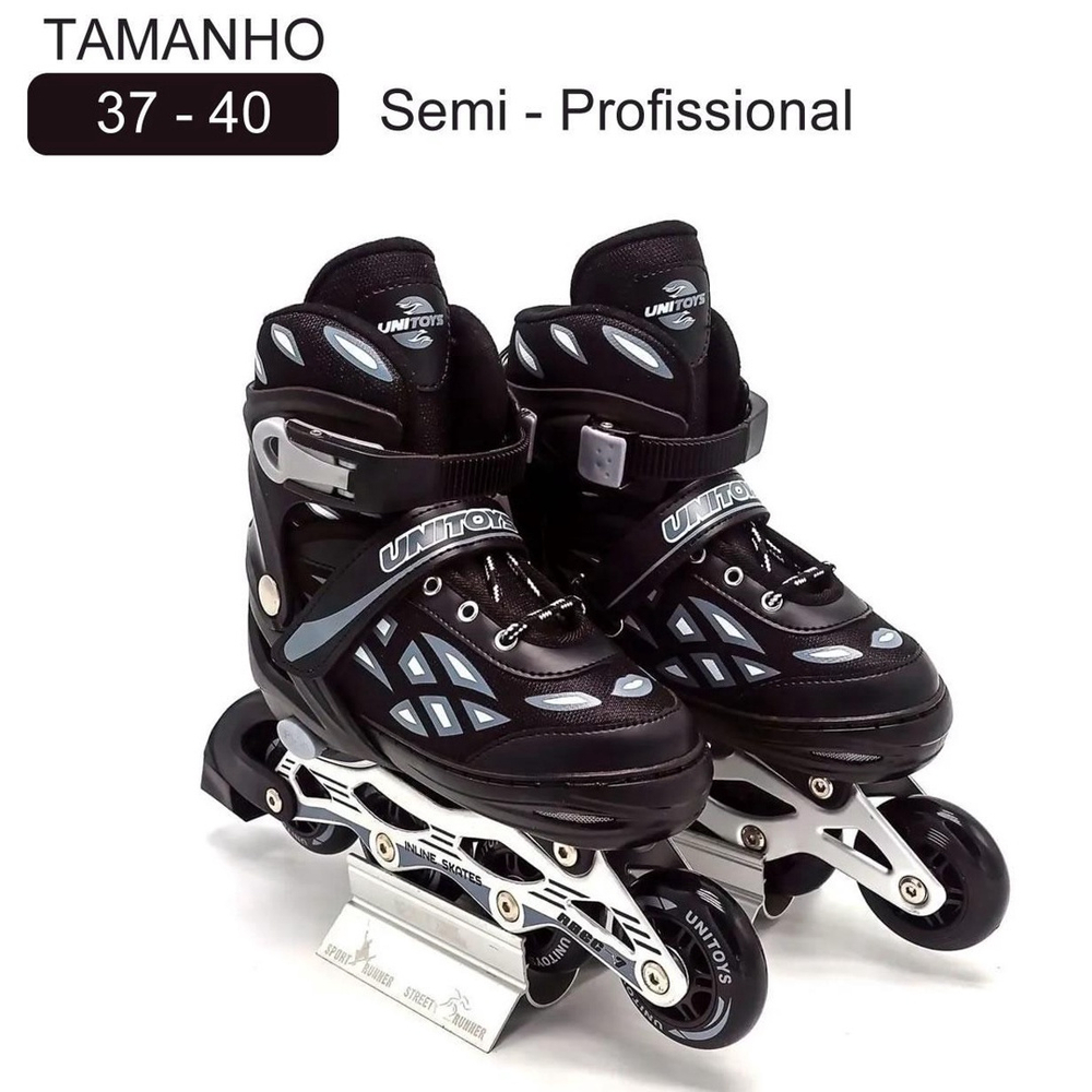 Patins Inline Roller Semi Profissional 37 40 Preto Ut1108 em Promoção