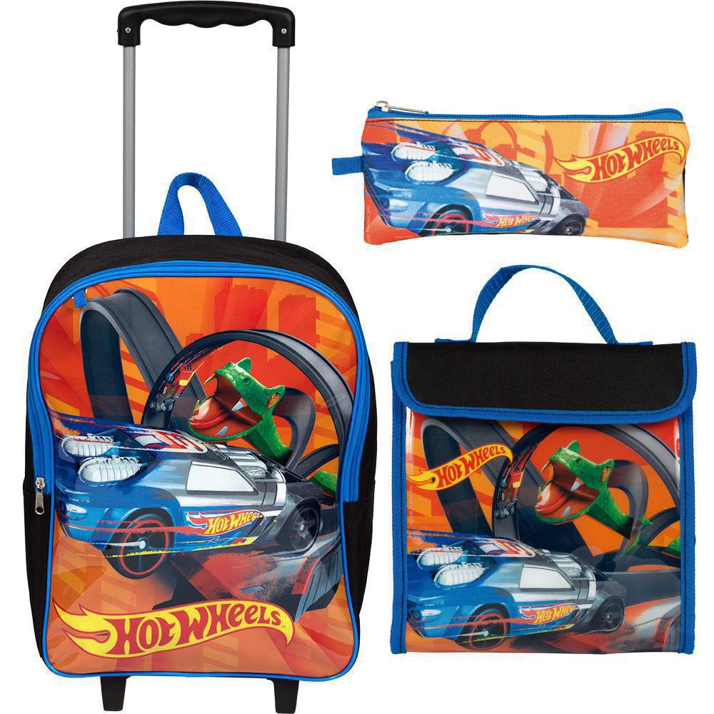 Kit Mochila Infantil Roda Lancheira E Estojo Hot Wheels Submarino