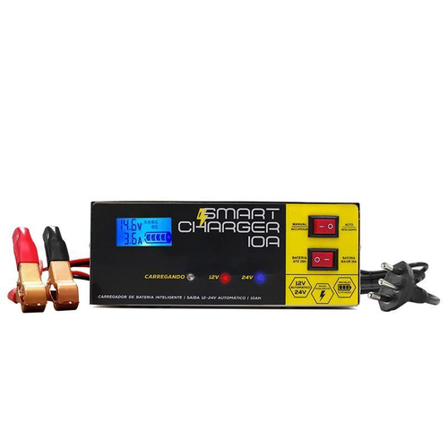 Carregador Bateria 10A 12V 24V Digital Flutuante Carro Moto em Promoção