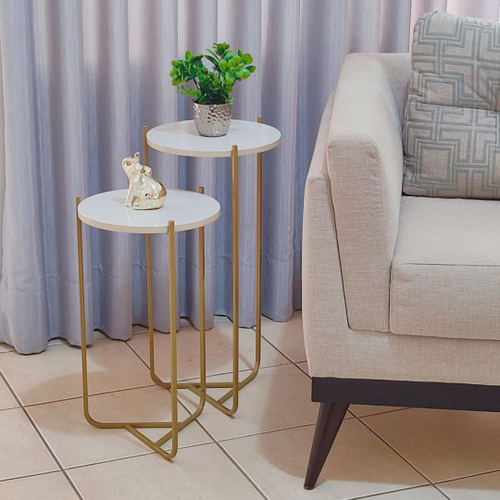 Conjunto Mesa Lateral Apoio Decoração Sala Estar Pequena Mesinha Canto