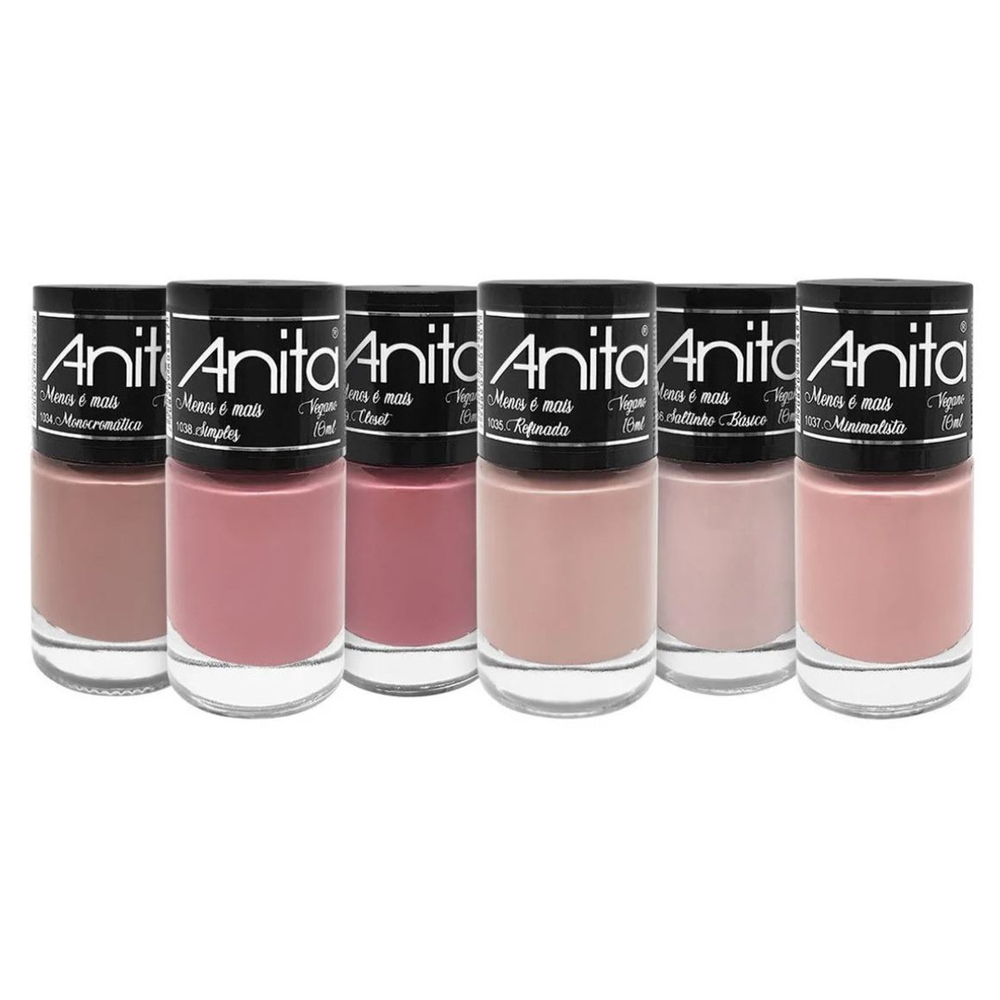 Kit Esmalte Anita Tons De Nude Menos é Mais 10ml 6 Cores em Promoção