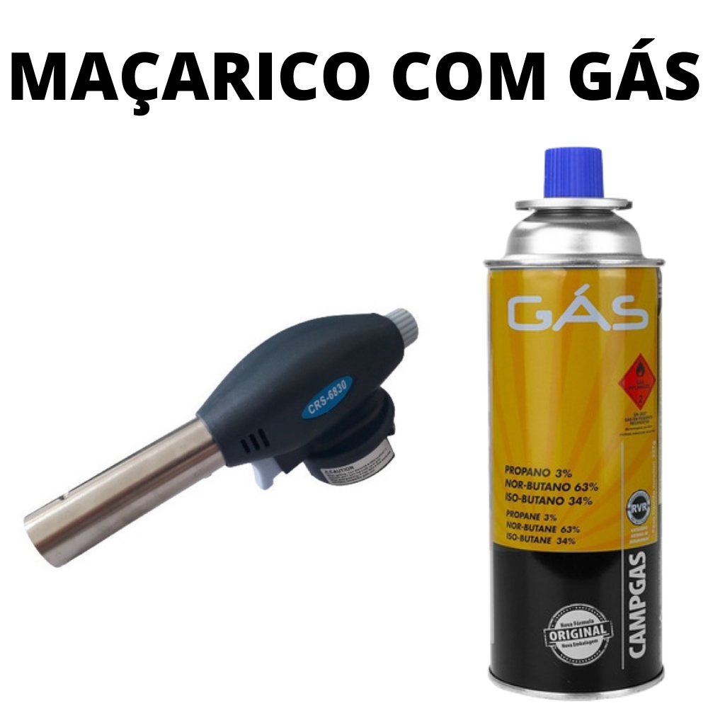 Maçarico Completo Gás Portatil Culinario Automatico Profissional