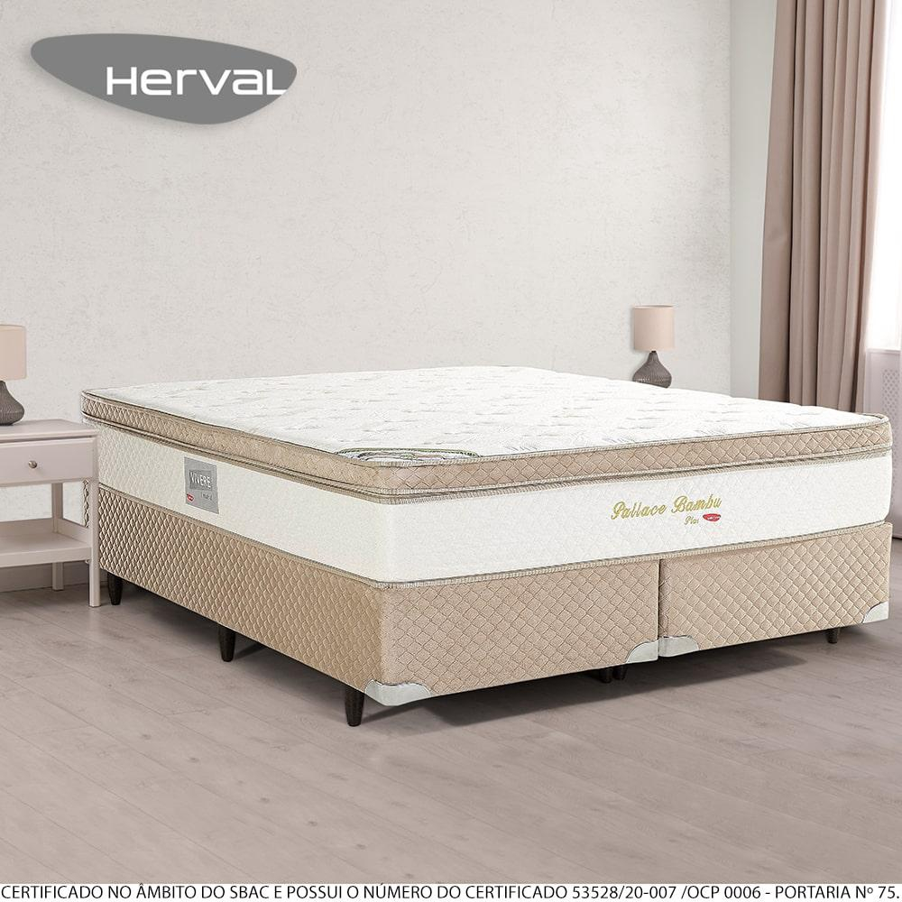 Cama Box Herval Queen Pallace Bambu X X Cm Molas Ensacadas Em