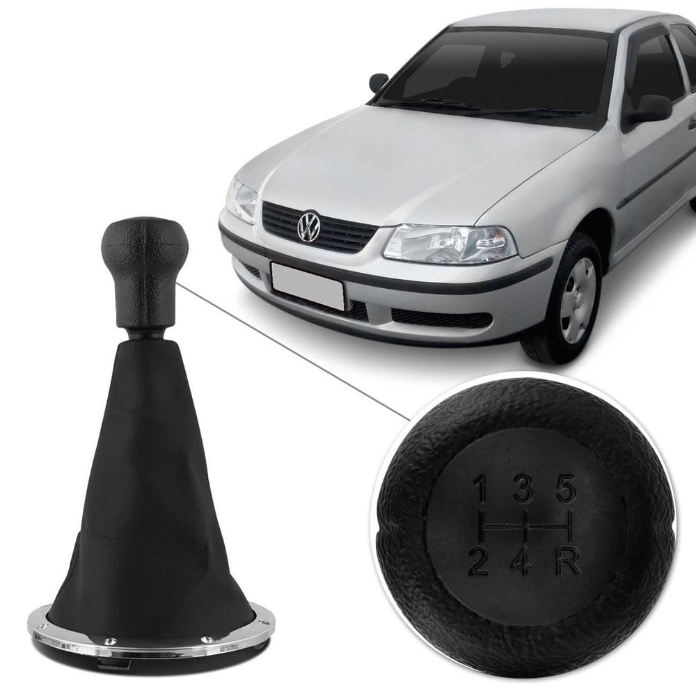 Kit Coifa De Cambio Manopla Gol G3 1999 A 2005 Preto Base Cromada