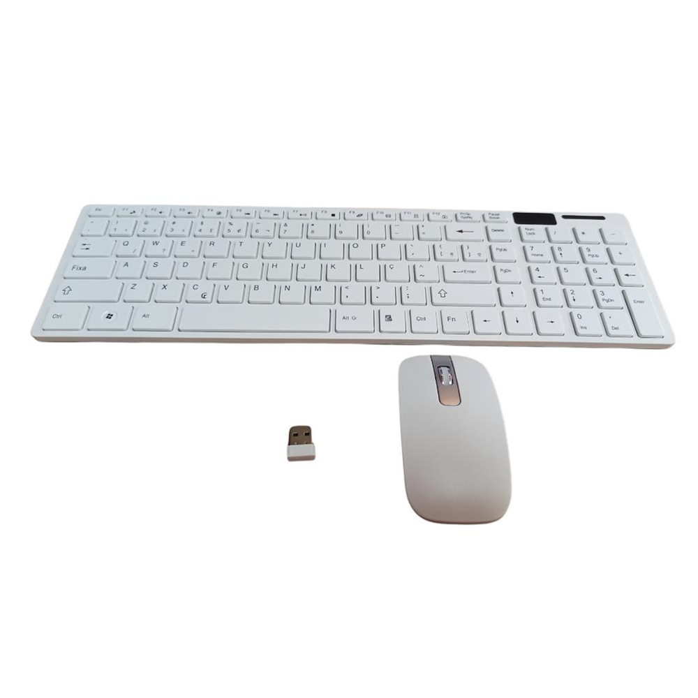 Kit Teclado Sem Fio Usb Pequeno Notebook Compacto Slim Mouse Em