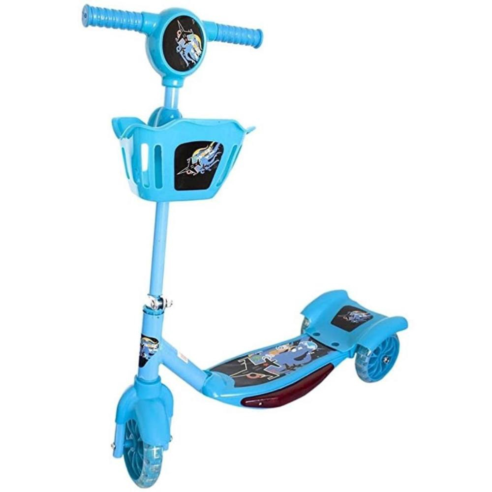 Patinete Infantil Rodas Musical Luzes Cesta Azul Importway Em