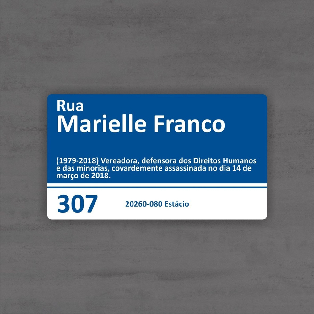 Placa Marielle Franco Rio De Janeiro Brasil 35 X20cm em Promoção