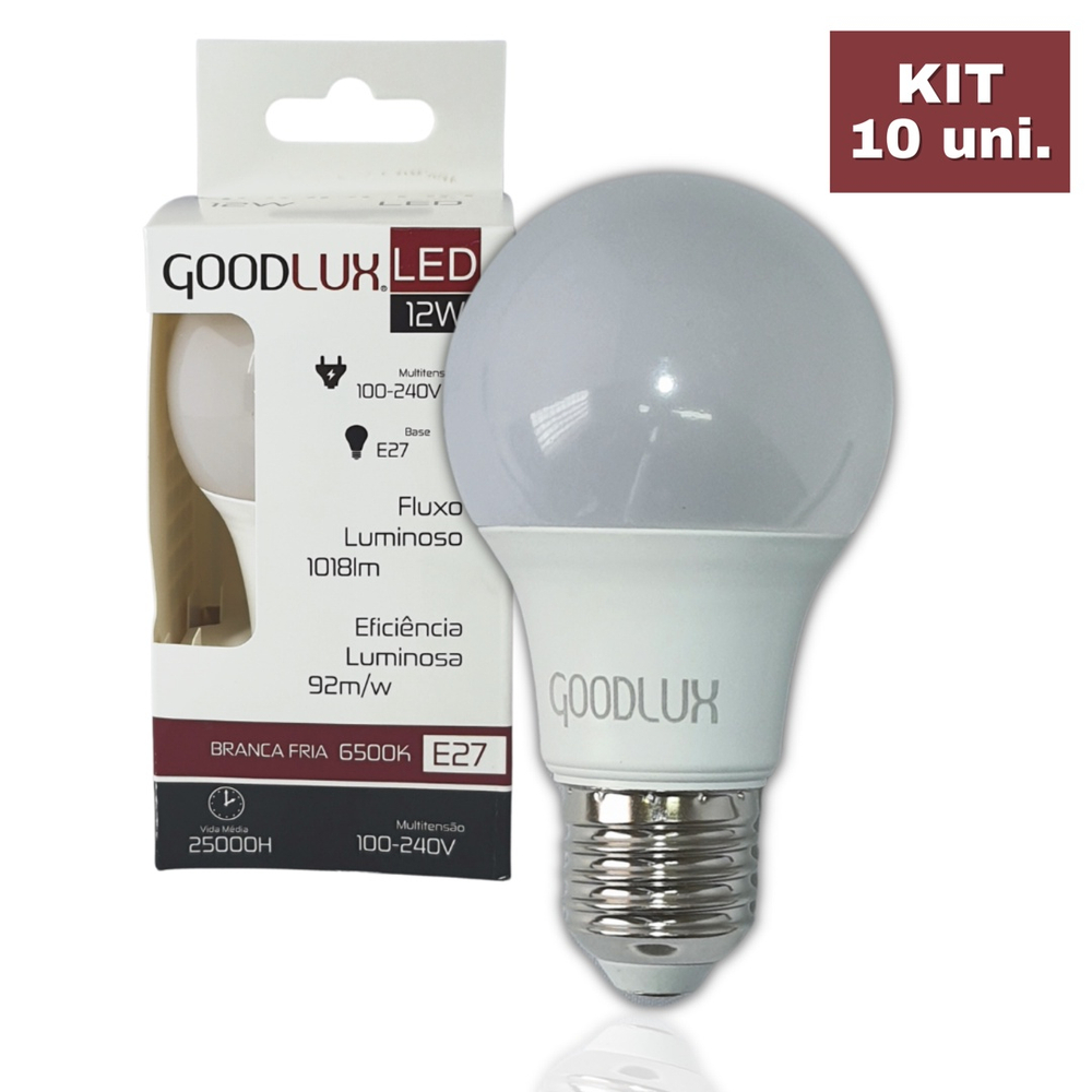 Kit L Mpada Led Bulbo E W K Bivolt Branco Frio Goodlux Em