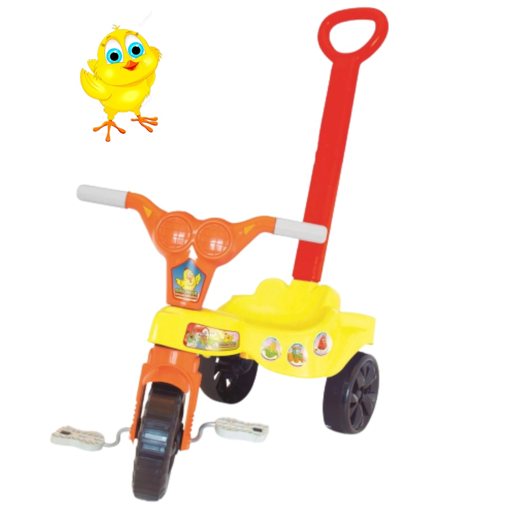 Triciclo Velocípede Velotrol Infantil Galinha Amarelinha Empurrador 221