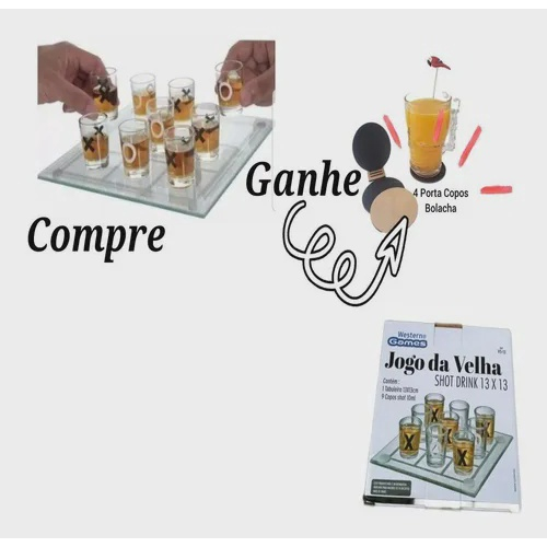 Jogo Da Velha Tabuleiro Shot Drink 9copos Perdeu Bebeu Amigos No Shoptime