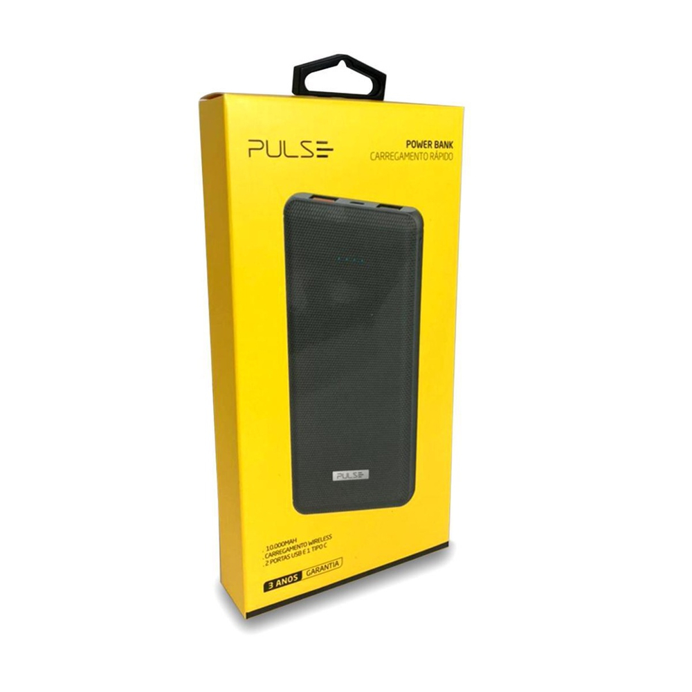 Carregador Power Bank Sem Fio Indução Pulse 10000Mah Display Submarino