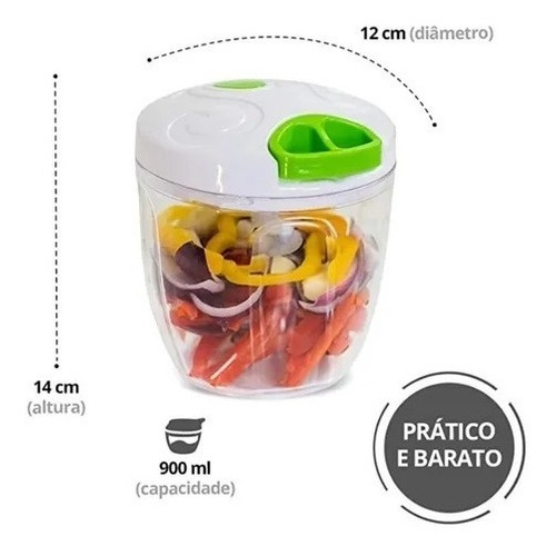 Processador Triturador Manual De Alimentos 5 Lâminas 900ml em Promoção