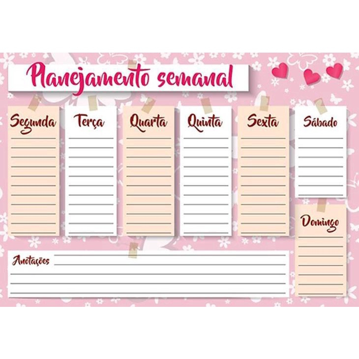 Planner Semanal De Mesa Cora O A Bloco Anota Es Folhas No Shoptime