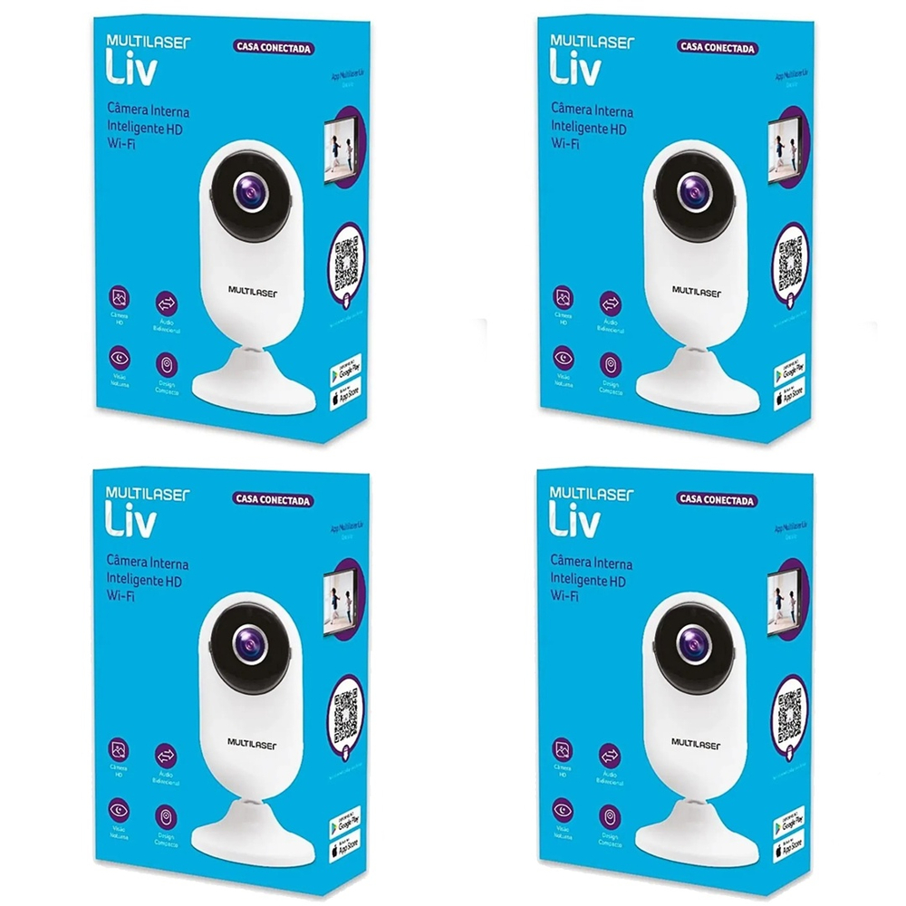 Kit 4 Unidades Câmera Interna Multilaser Liv Se223 Full Hd Wifi ip