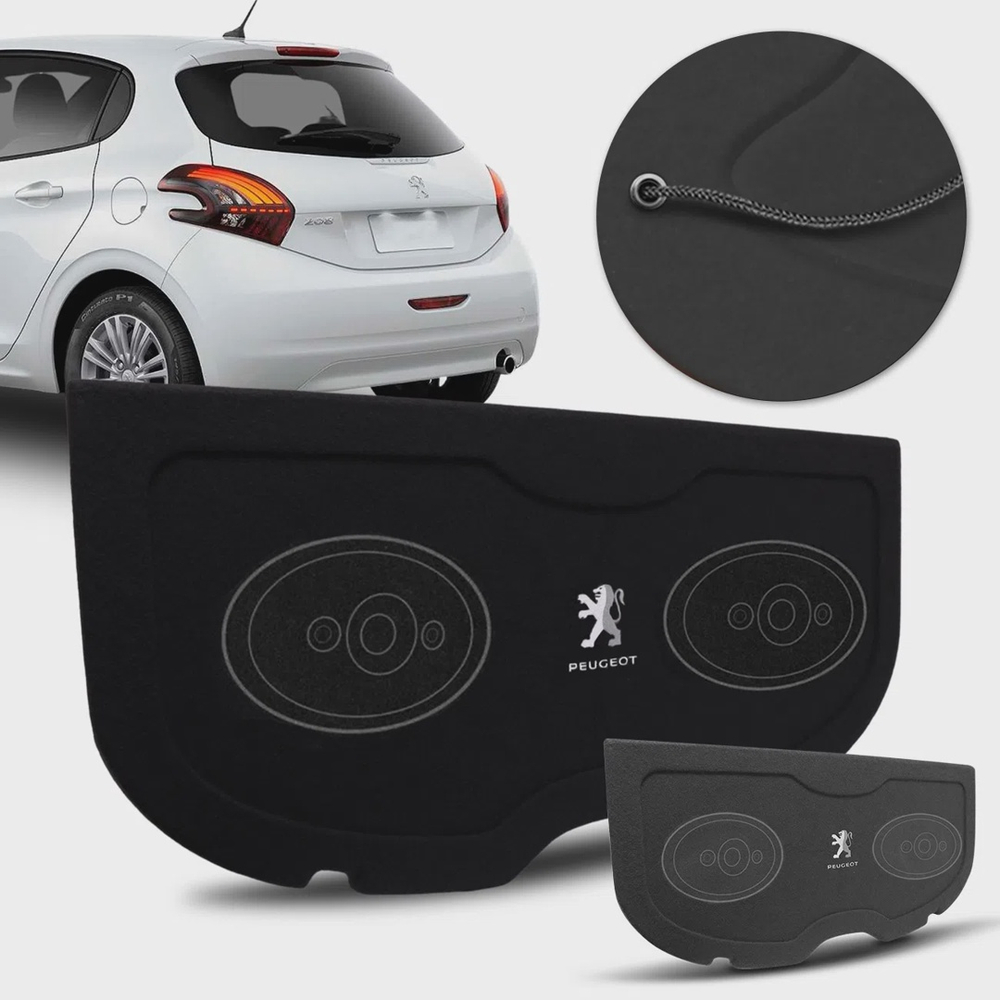 Tampão Porta Malas Peugeot 208 G1 2013 a 2019 Carpete Grafite Preto