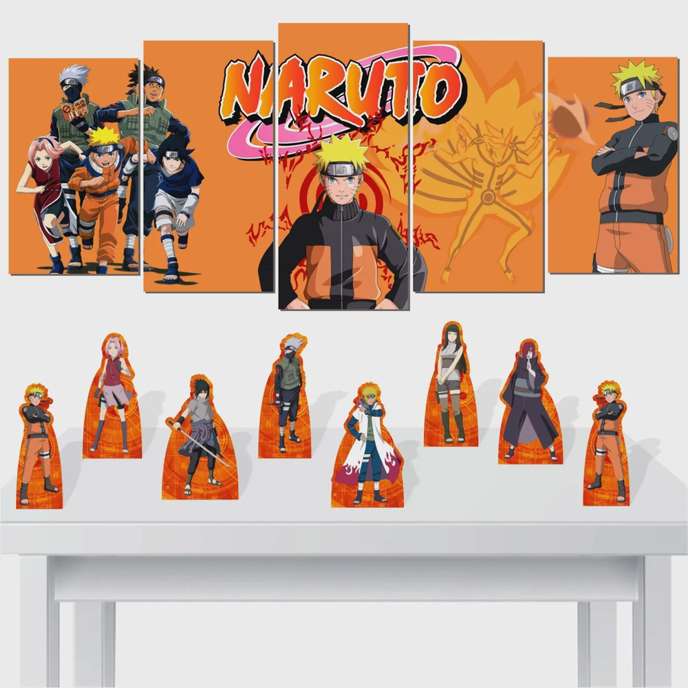 Decoração Aniversário Quadro displays mesa mdf Naruto no Shoptime