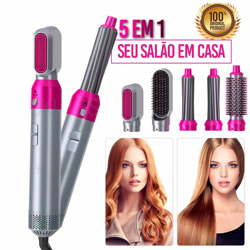 Kit Escova Secadora Para Cabelo On Negativo Poderoso Pente De Ar