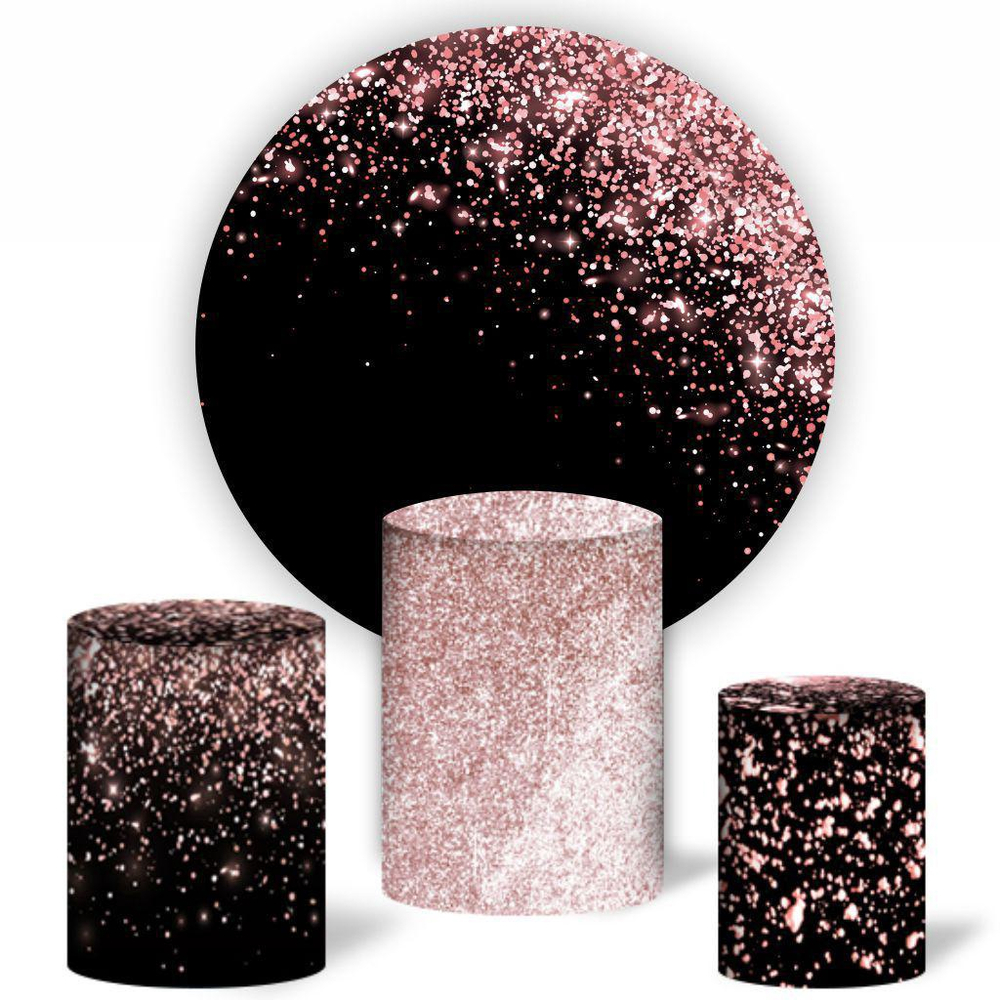 Kit Painel Redondo Capas De Cilindro Glitter Rose Gold Submarino